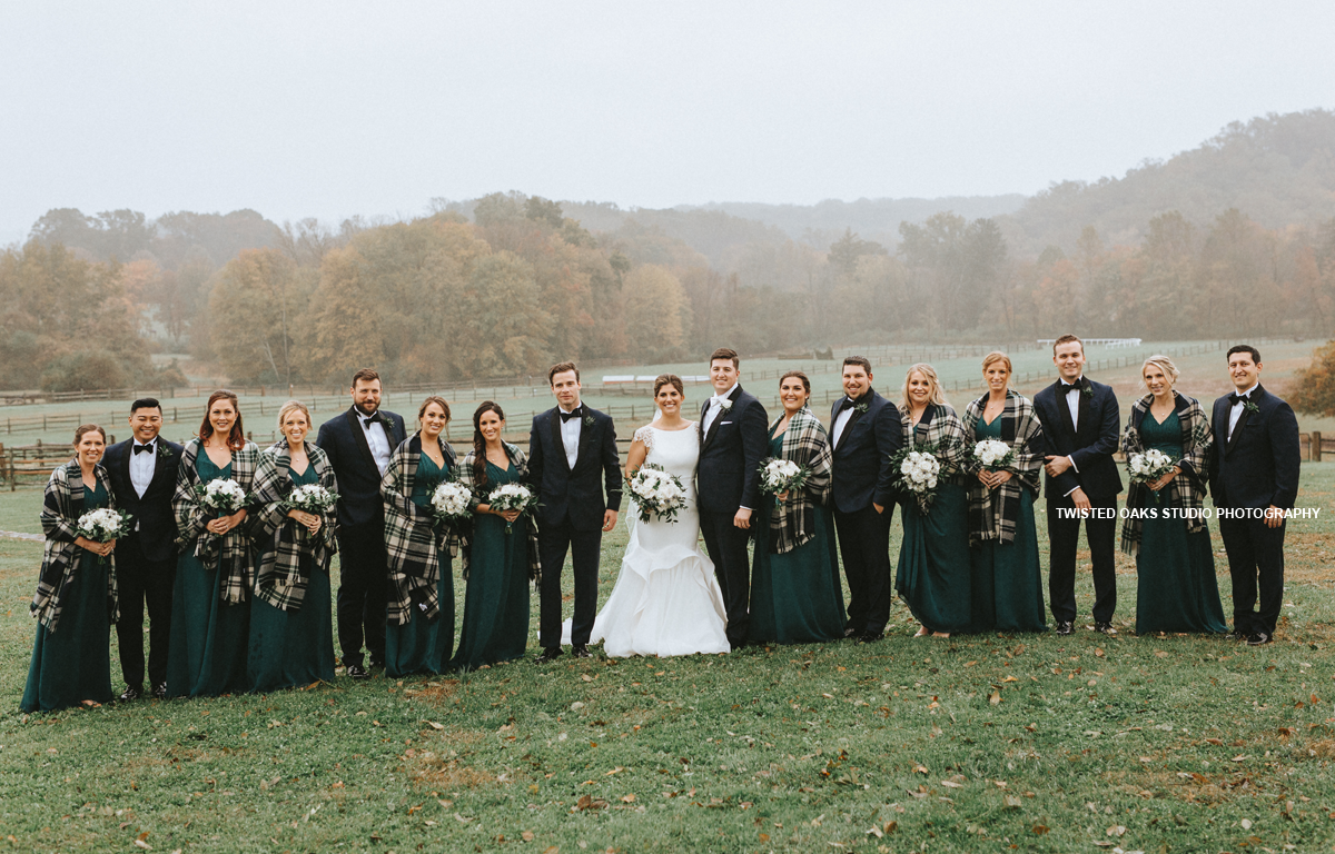 bridal party on the grounds of radnor hunt