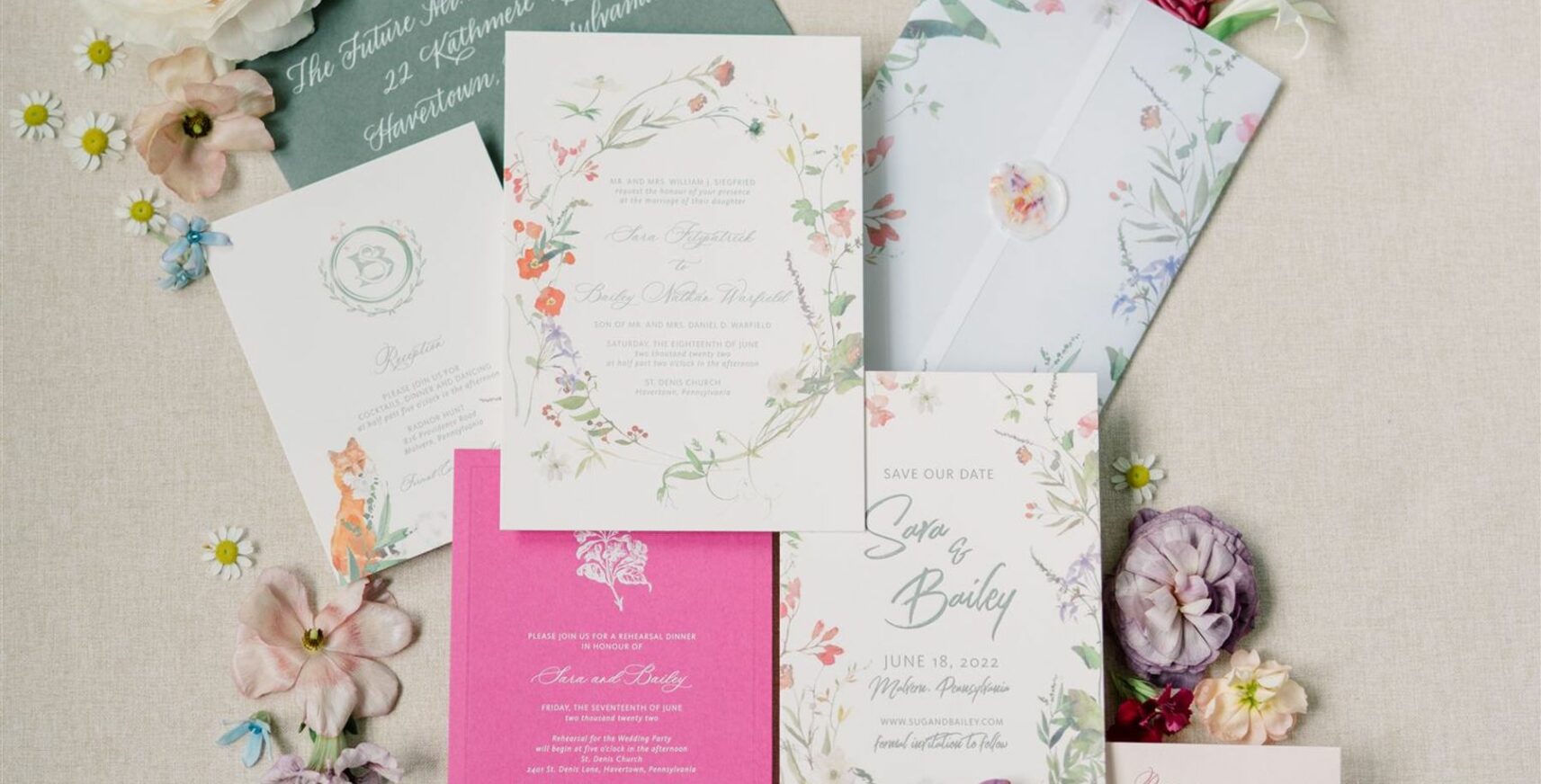 floral wedding invitations
